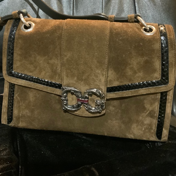 Dolce Gabbana brown suede shoulder bag - Picture 1 of 7
